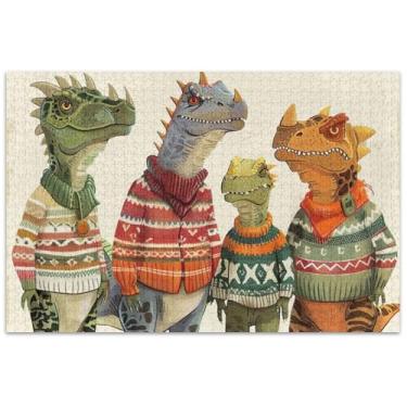 Imagem de Quebra-cabeças engraçados para adultos de dinossauros com 1000 peças, presentes de elefantes brancos, paisagem, pintura artística