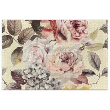 Imagem de Flores Vintage Rose Jigsaw 1000 quebra-cabeças para adultos Funny Puzzle Game Gifts Family Puzzle Toy Artwork