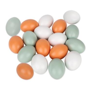 Imagem de 18un Conjunto Ovos de Madeira Falsos, 3 Cores Ovos Madeira Realistas para Brincar de Cozinha Decoração Divertida Festa Páscoa Ideal para a Páscoa e Decoração Casa