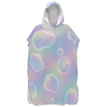 Imagem de Joisal Roupão de leopardo gradiente arco-íris para adultos poncho de surfe toalha de banho com capuz leve ponchos femininos com capuz