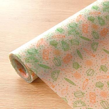 Imagem de XUNYUQI Forros de prateleira não adesivos para armário de cozinha, gaveta e geladeira - Material EVA durável com padrões, à prova de óleo, impermeável, fácil de limpar e cortar (laranja verde, 30 cm L