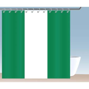 Imagem de Petite Pine Cortina de chuveiro de poliéster com bandeira da Nigéria de 182 × 72 polegadas, com ganchos e ilhós, decoração de banheiro nigeriana à prova d'água de 182 × 182 cm, cortinas de acessórios