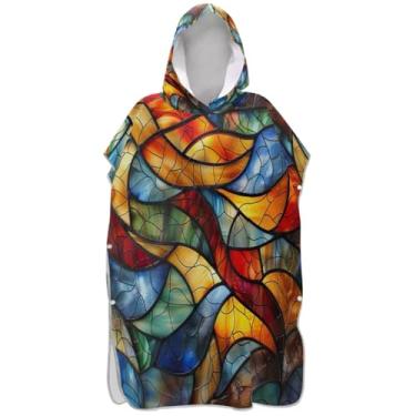 Imagem de Joisal Roupão de mudança de vitral para adultos, poncho de surfe, com capuz, toalha de banho, ponchos de praia bonitos plus size para homens