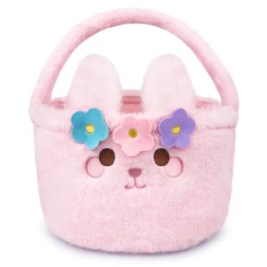 Imagem de JIZWPOOM Cesta de Páscoa – Cestas de Páscoa para crianças, cestas de coelhinho de pelúcia rosa, cesta de páscoa vazia, linda cesta de coelho infantil para meninos, presentes de Páscoa, decoração de