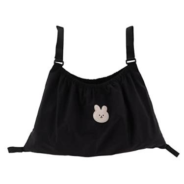 Imagem de Cryfokt Saco de Carrinho Organizador Elástico Grande Capacidade para Fralda Carteira Carrinho Pendurado Saco para Parentalidade Náilon (Coelho Preto)