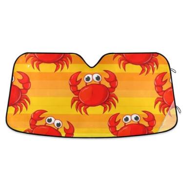 Imagem de Toldo de sol personalizado de caranguejos vermelhos fofos laranja para para-brisa de carro retrátil dobrável acessórios de carro para-brisa proteção de para-sol L, 144,8 cm x 80 cm