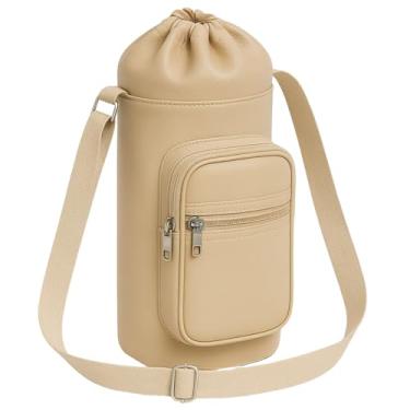 Imagem de Bolsa Térmica para Garrafa Vidinne GALANTE em Courino, com Bolso e Alça Transversal, Produto Artesanal Premium VIDINNE (Bege, 2 litros)
