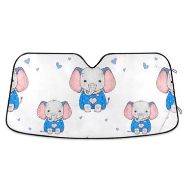 Imagem de Toldo de sol azul branco e azul para para-brisa de carro retrátil universal para para-brisa dianteiro estampa animal M, 139,7 cm x 70,1 cm