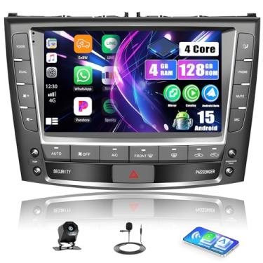 Imagem de [4 + 128 GB] Rádio estéreo para carro Android 15 para Lexus IS250 IS300 IS350 2006-2012 com carro sem fio CarPlay Android Auto, tela de 22.9 cm com Bluetooth GPS WiFi FM/RDS DSP EQ SWC câmera de