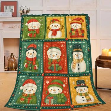 Imagem de Cobertor de boneco de neve, fofo, boneco de neve, inverno, felpudo, felpudo, macio, aconchegante, quente, roupa de cama, cobertores para bebês, presentes para meninos, meninas, crianças, adultos