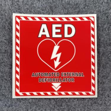 Imagem de Adesivos internos com DEA da Caution Automatizado Desfibrilador Externo Estilo de Carro Auto Caminhão Van Cauda Janela Decalques de Emergência (2, 10 cm)