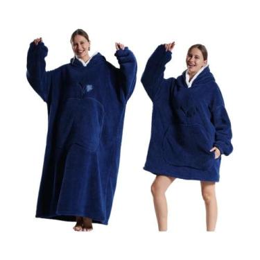 Imagem de Cobertor De Flanela Oversized Com Mangas, Moletom De Inverno Para Mulh