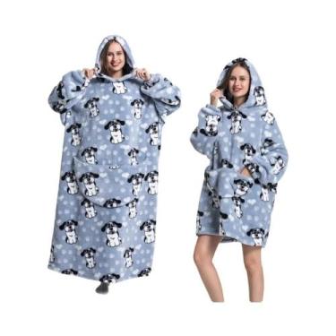 Imagem de Cobertor De Flanela Oversized Com Mangas, Moletom De Inverno Para Mulh
