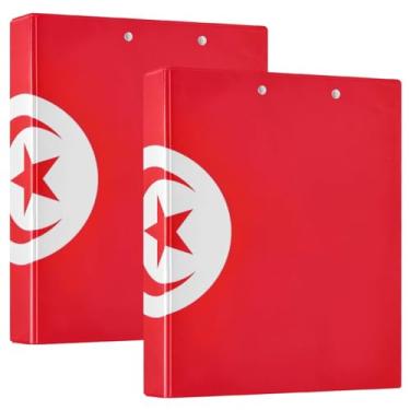 Imagem de Fichário de receitas com bandeira da Tunísia, fichário grande com 3 anéis, 1 pacote de plástico com 3 argolas