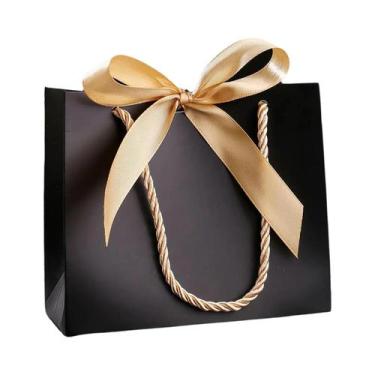 Imagem de Sacolas De Presente Rosa Kraft Com Alça Dourada, 20 Unidades, Caixas D