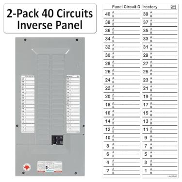 Imagem de Littversions Adesivos adesivos de diretório do painel do disjuntor Fuse Box para todos os painéis elétricos/centros de carga (inverso de 40 circuitos 2 etiquetas)