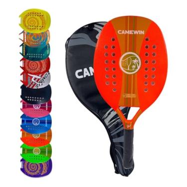 Imagem de Raquete Beach Tennis Carbono Profissional Com Capa Protetora Treino e Competição (Laranja Neon)
