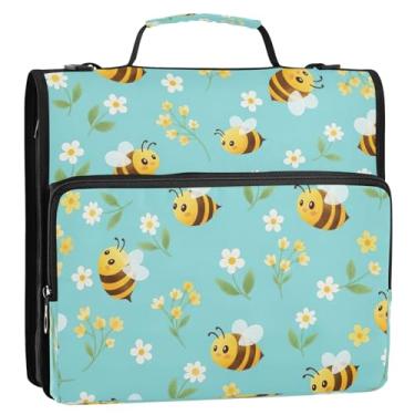 Imagem de Linda bolsa organizadora de fichário com zíper turquesa com alça de ombro, portfólio e estojo de fichário de 3 anéis de 3 cm para documentos escolares ou de escritório