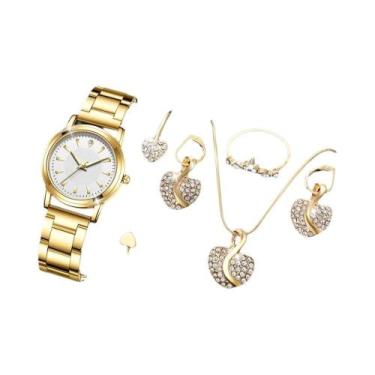 Imagem de Conjunto De Joias De Luxo Feminino Com Relógio De Quartzo, Anel, Colar