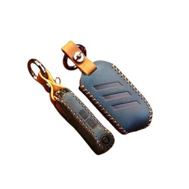 Imagem de Capa de couro genuíno para chave remota de carro, suporte compatível com Kia Stinger K900 2019, capas para chaves de casa(Blue)