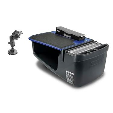 Imagem de AutoExec Mesa de carro Efficiency FileMaster para sua estação de trabalho de veículo e escritório móvel, azul, com suporte de telefone de sucção