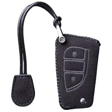 Imagem de Capa feita à mão para chave de carro compatível com Toyota Hilux /Corolla/Prado/Fortuner/RAV4/CHR/Auris/Avensis/Verso/Yaris/Aygo/Scion/TC/IM/Camry 2015 2016(YY-FMP-039-2-BLACK)