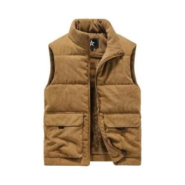 Imagem de Colete Masculino De Inverno Em Fleece Quente Sem Mangas Estilo Militar