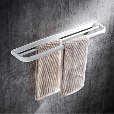 Imagem de Prateleira simples, barra de toalha de banheiro totalmente de cobre, toalheiro arrojado de polo duplo, barra de toalha pintada de branco, sem desbotamento, não enferruja, cabide de toalha para quarto