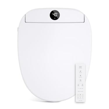 Imagem de Aquonderful Assento sanitário bidê, água morna ilimitada inteligente, assento de vaso sanitário aquecido eletrônico com controle remoto, lavagem turbo, secadora, lavagem traseira e frontal, fechamento