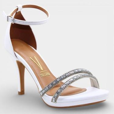 Imagem de Sandália Vizzano Meia Pata Tira Strass Feminina - Branco, 37