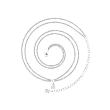 Imagem de MOODEAR Corrente de cintura feminina com 2 peças – à prova d'água banhada a ouro 14 quilates/prata em camadas de contas de barriga com gota de zircônia cúbica, joia de biquíni sexy, presente para o