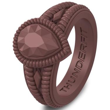 Imagem de ThunderFit Anéis de silicone para mulheres, alianças de noivado de borracha de pera 13,5 mm de largura 5,5 mm de espessura - pacote variado de 1/2/3, 7.5 - 8 (17.3mm), Silicone, Sem pedra preciosa