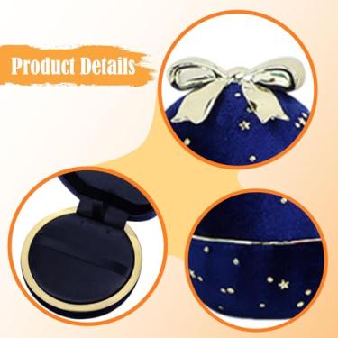 Imagem de UGPLM Caixa organizadora de joias de luxo, portátil e elegante, ideal para pequenos presentes, aniversários, pedidos de casamento, noivados e outras, Azul para Pingente