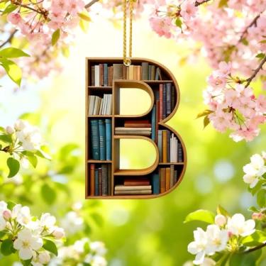 Imagem de Enfeites de Natal A-Z Cristal Pendurado, Enfeites de Árvore de Natal Artesanais com Letra B, Decoração de Carro e Casa - Decoração Artesanal de Acrílico de Natal, Ideias de Troca de Presentes para