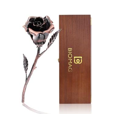 Imagem de BioMag Presentes românticos de cobre para ela aniversário de 7 anos, rosa de metal, flores eternas, presentes românticos para casamento, aniversário, Natal, Ação de Graças