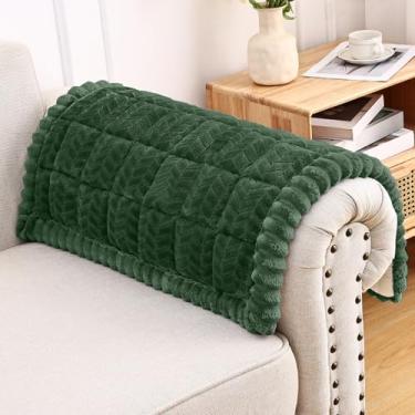 Imagem de Smiry Capas antiderrapantes para apoio de braço de sofá para cães, capas felpudas para sofá e animais de estimação, capas macias para poltronas reclináveis laváveis (verde escuro, 70 cm x 70 cm)
