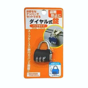 Imagem de Trava de combinação horizontal de 35 mm – tipo botão, trava de bagagem de liga de zinco preta com botão de reinicialização, cadeado durável de 3 mostradores para mala, mochila, armário de academia