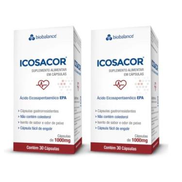 Imagem de Kit 2 Icosacor Alto teor EPA 1g 30 Cáps Biobalance, Sem Sabor
