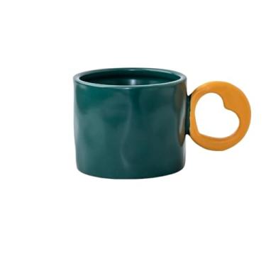 Imagem de Xícaras de café Caneca de café cerâmica com alça amor grande capacidade para uso doméstico, presente para casal, verde escuro