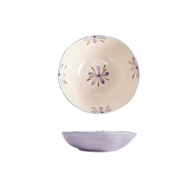 Imagem de Sinos de vento roxos de renda irregular talheres de personalidade simples cerâmica doméstica - prato de 20 cm de profundidade