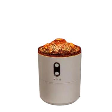 Imagem de Umidificador Ultrassônico Vulcão com Efeito Chama LED Difusor de Óleo Essencial USB 450ml(Branco)