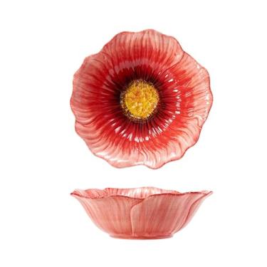 Imagem de Conjunto de utensílios de mesa de milho vermelho para sobremesa de cerâmica para casa - tigela de 21,8 cm