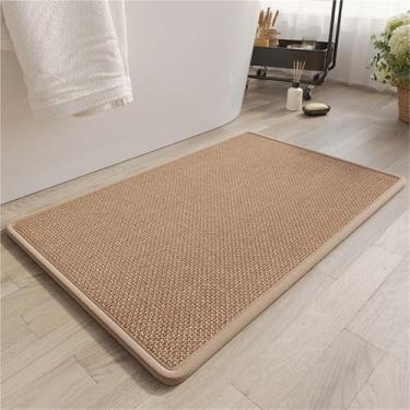 Imagem de Tapete de Banho Antiderrapante com Base de Borracha | Super Absorvente e Secagem Rápida para Banheiro | Ideal para Pisos e Área da Porta do Banheiro(Marrom,60x90cm)