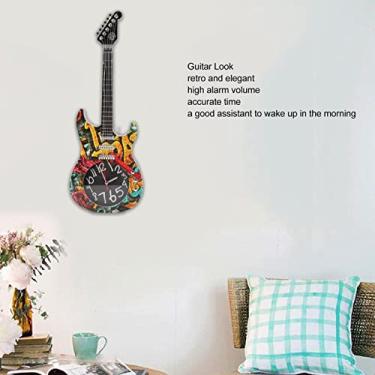 Imagem de Relógio de Parede em Forma Guitarra Simulação Precisa Decoração para Casa Dormitório Quarto Amantes Música Estilo Retrô