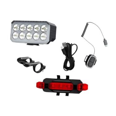 Imagem de YIJU Farol de bicicleta à prova d'água com 9 modos de iluminação, buzina e lanterna frontal para ciclismo de montanha, urbano e noturno, Luz Dianteira 918 Luz Traseira