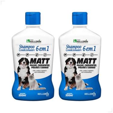 Imagem de Kit 2 Shampoo Antipulgas Carrapatos Piolho Sarna Matt 6 em 1 Cães Gato