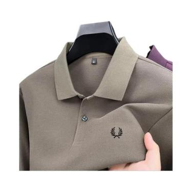 Imagem de Camisa Polo Masculina De Algodão De Alta Qualidade Com Manga Longa Mod