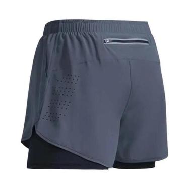 Imagem de Shorts De Corrida Masculinos Pretos 2 Em 1 Camada Dupla Para Fitness, 