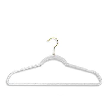 Imagem de Pacote com 10 cabides de plástico acrílico transparente para crianças, adultos, curvado, seco e molhado, cabides de uso duplo para roupas antiderrapantes (cor: dourado, tamanho: 44,5 cm) (prata 44,5