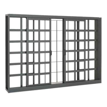 Imagem de Janela Massa Externa Quadriculada com Grade em Aço 100 x 200 x 12 cm 4